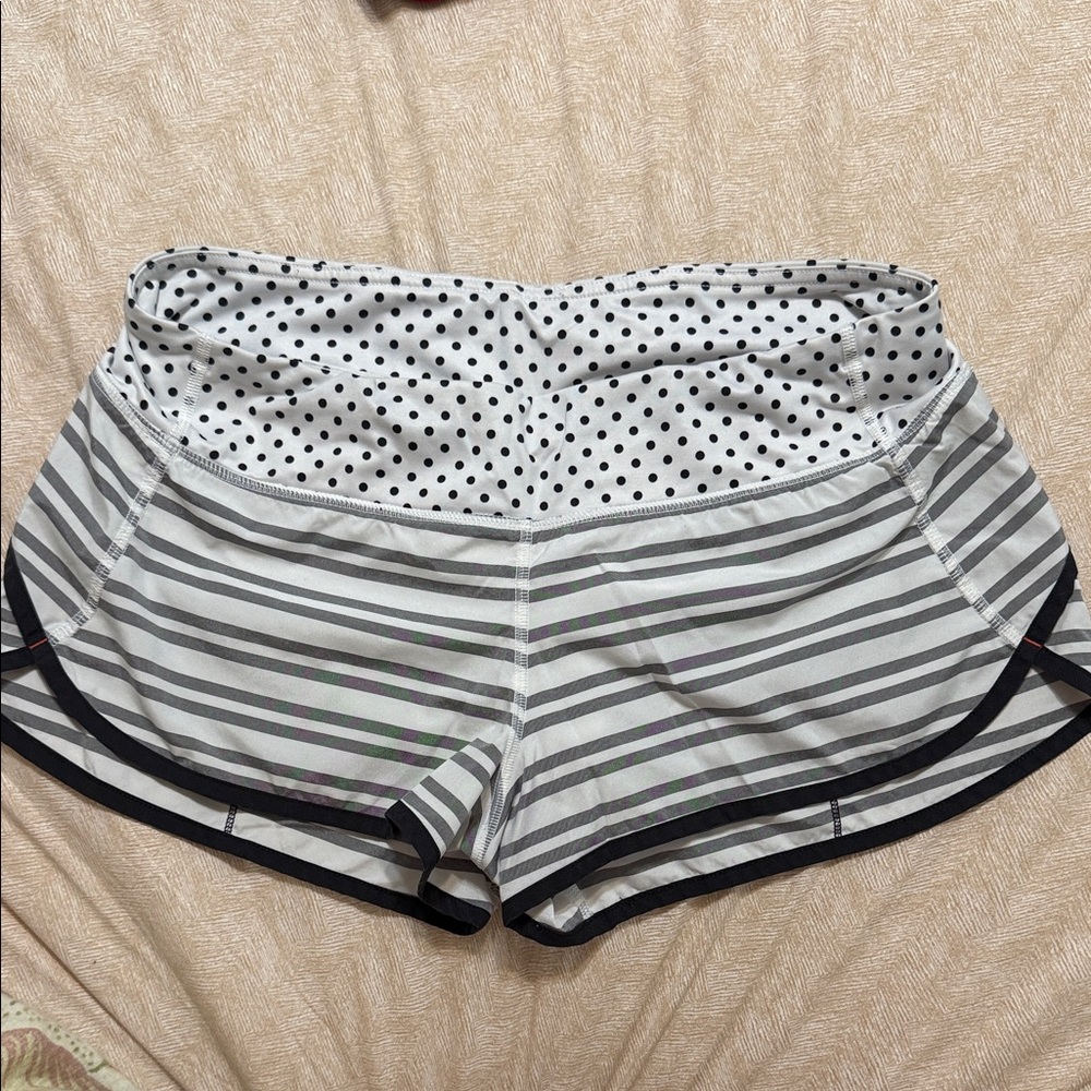lululemon athletica Black and Gray Striped Athletic Shorts